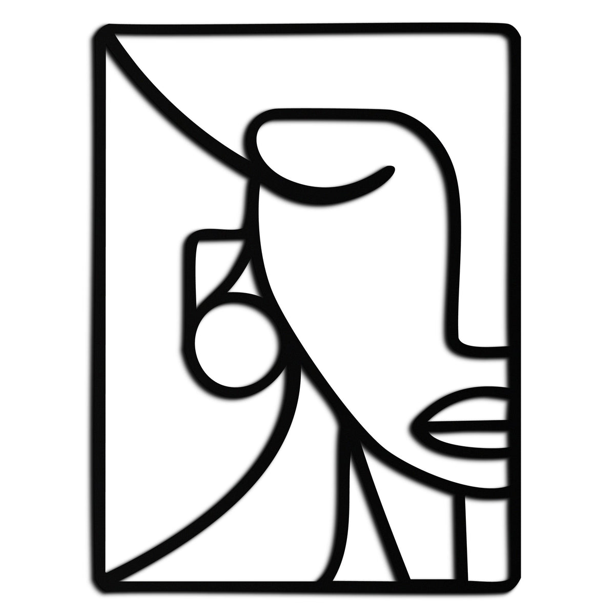 Abstract Face Metal Wall Art - Modern Minimalist Steel Decor