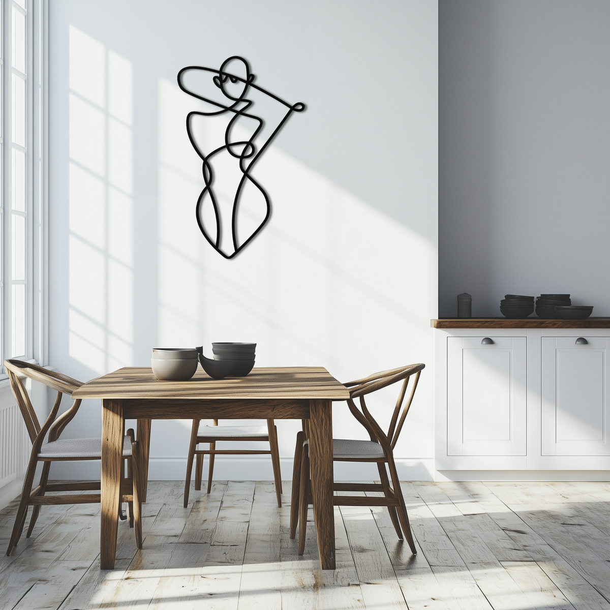 Metal Wall Art Abstract Female Form - Minimalist Line Design