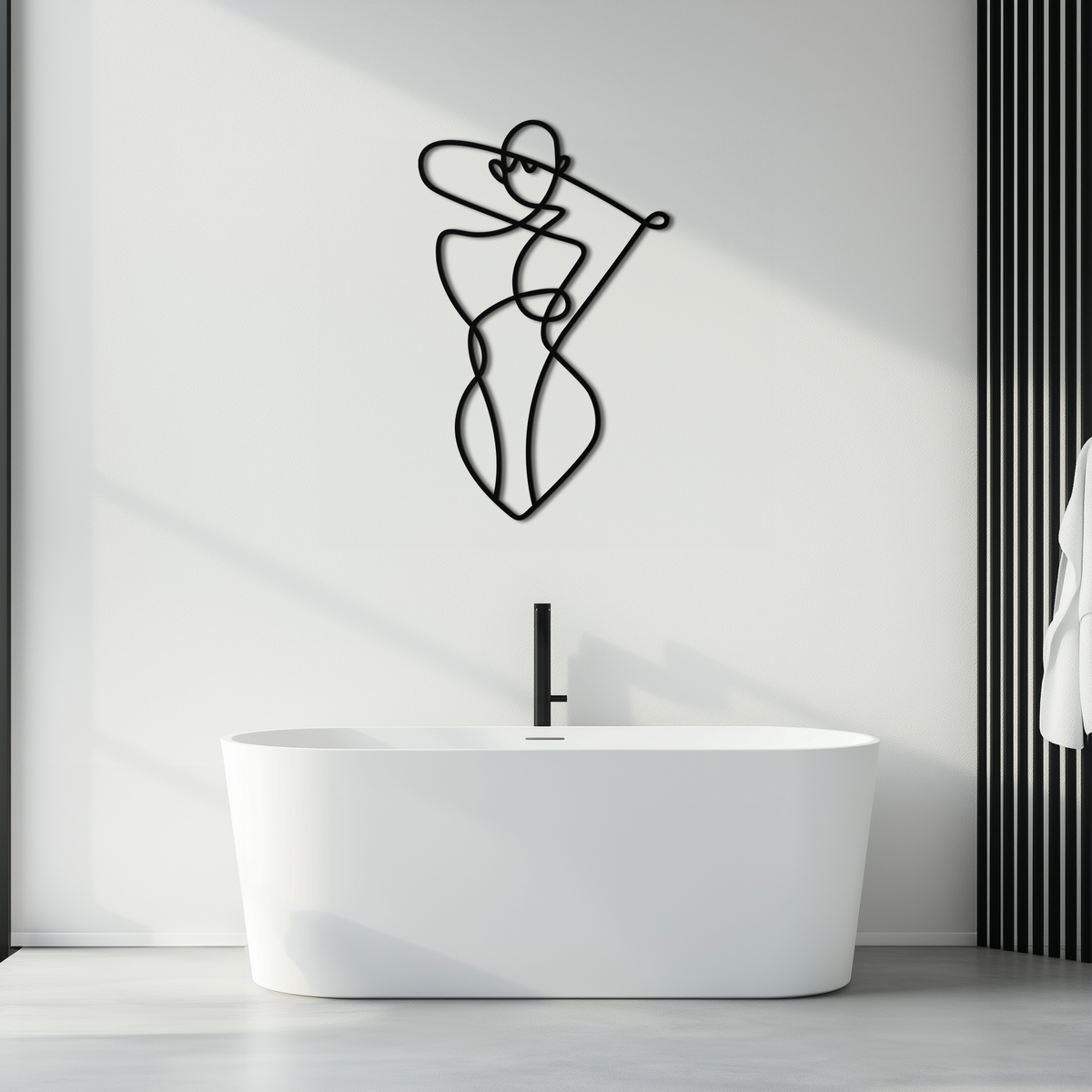 Metal Wall Art Abstract Female Form - Minimalist Line Design