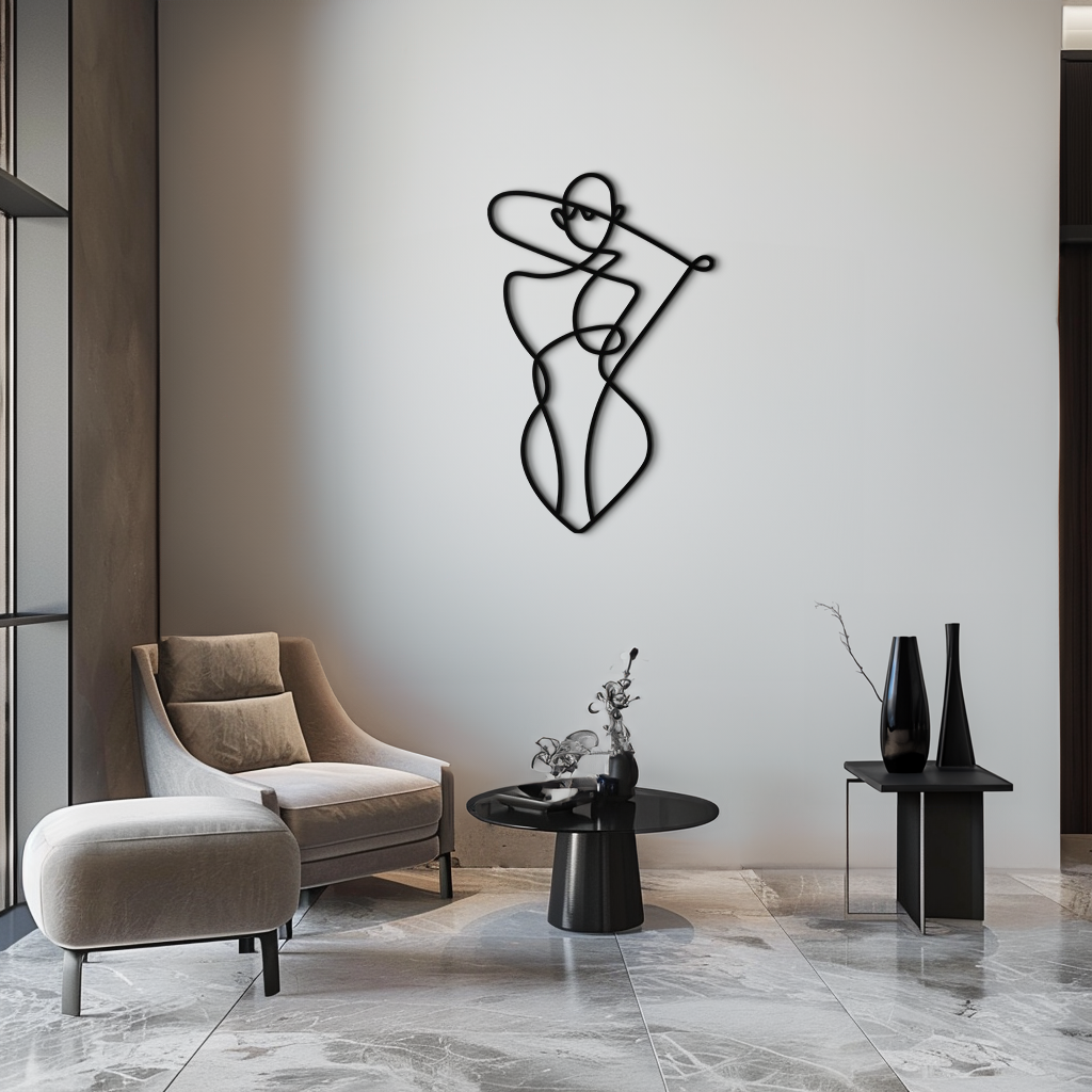 Metal Wall Art Abstract Female Form - Minimalist Line Design