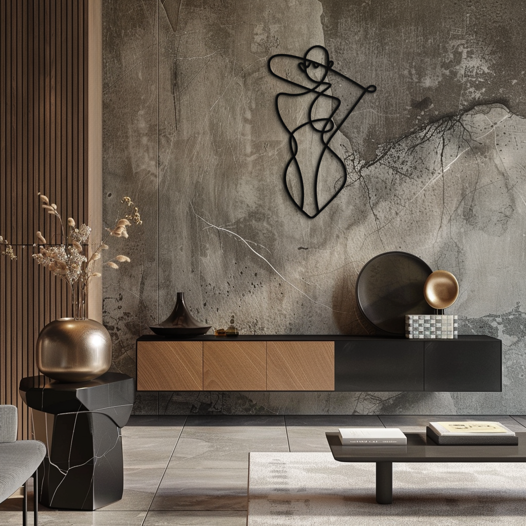 Metal Wall Art Abstract Female Form - Minimalist Line Design