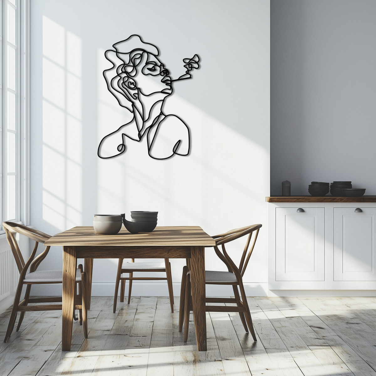 Steel Female Abstract Line Art Minimalist Wall Sculpture Design