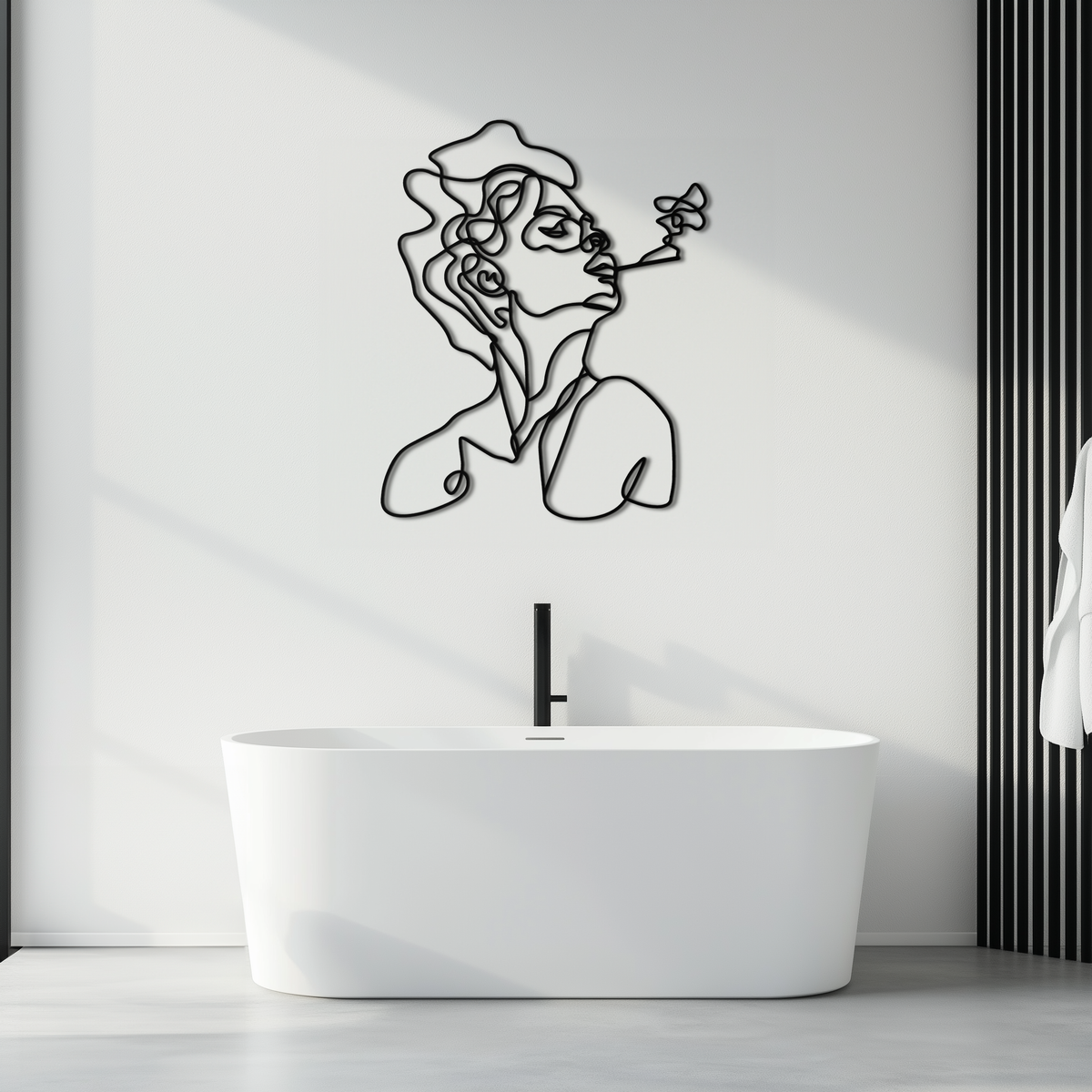 Steel Female Abstract Line Art Minimalist Wall Sculpture Design