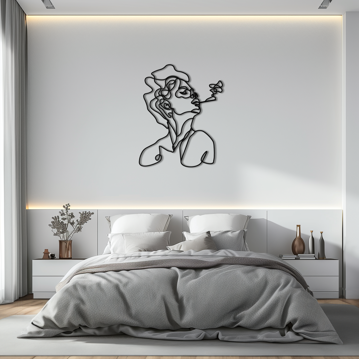 Steel Female Abstract Line Art Minimalist Wall Sculpture Design