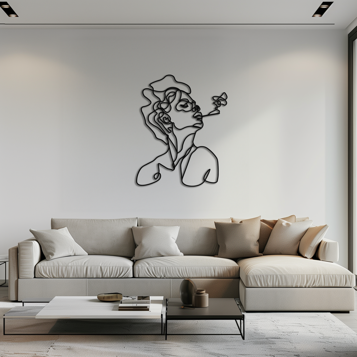 Steel Female Abstract Line Art Minimalist Wall Sculpture Design