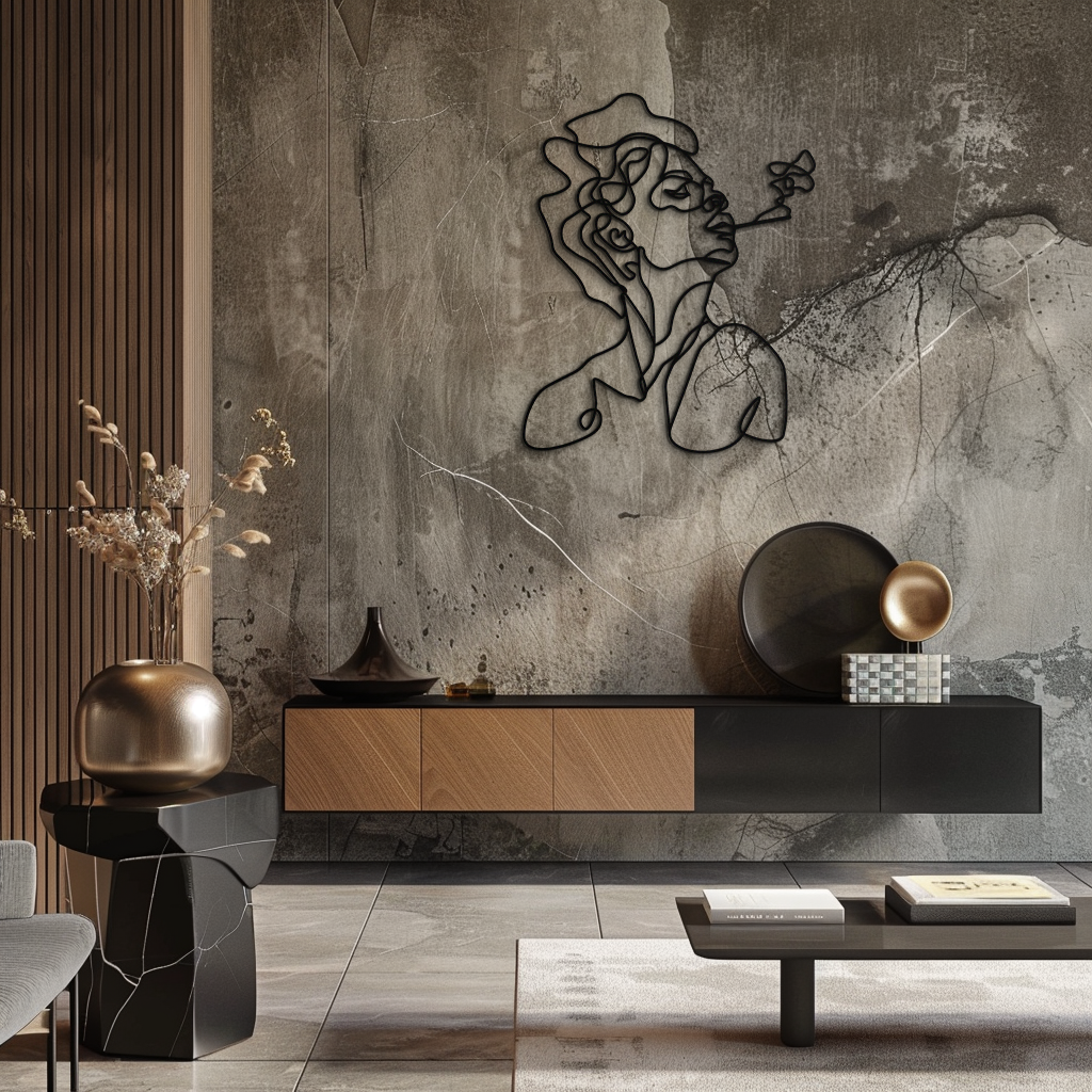 Steel Female Abstract Line Art Minimalist Wall Sculpture Design