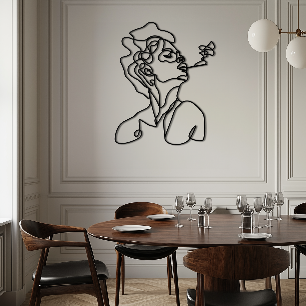 Steel Female Abstract Line Art Minimalist Wall Sculpture Design