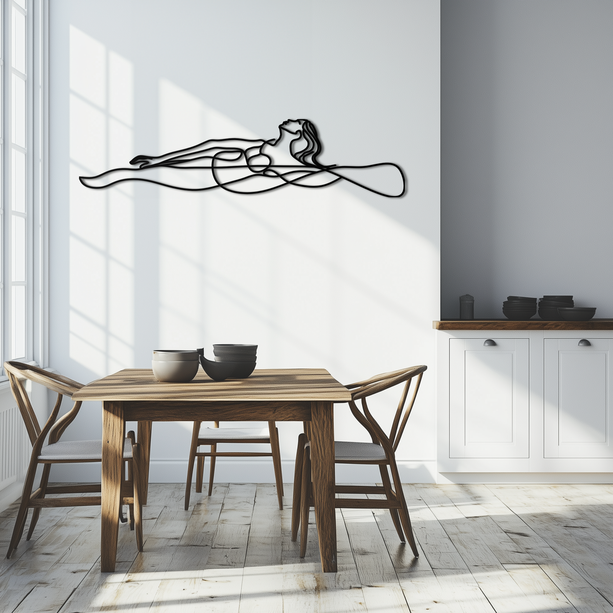 Premium Steel Reclining Woman Wall Art - Contemporary Minimalist Line Art Design