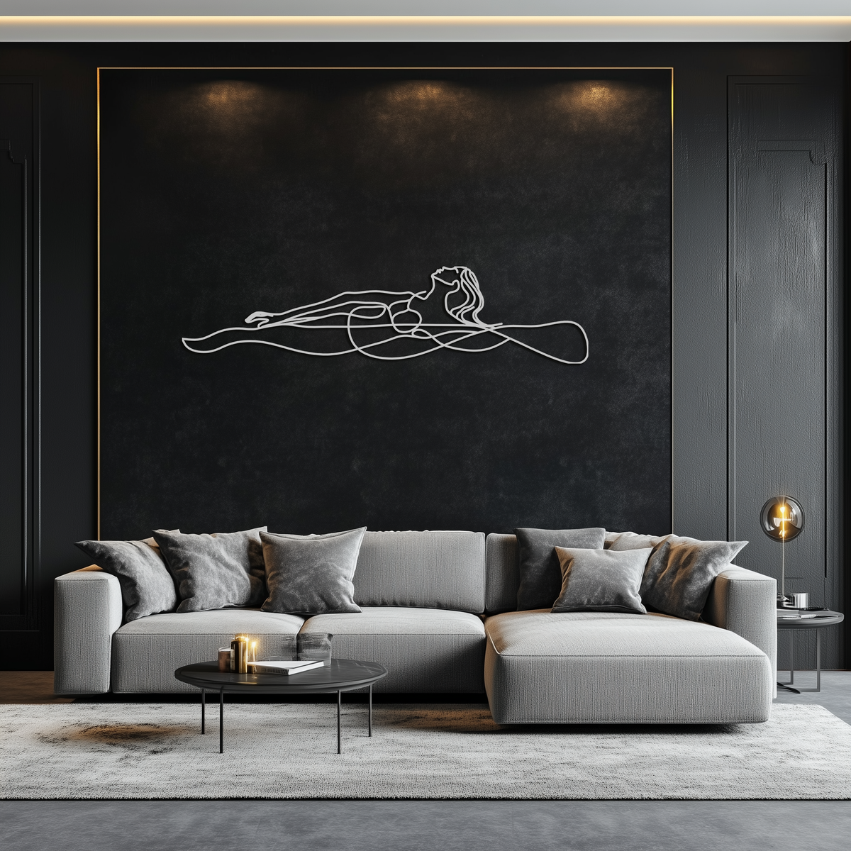 Premium Steel Reclining Woman Wall Art - Contemporary Minimalist Line Art Design