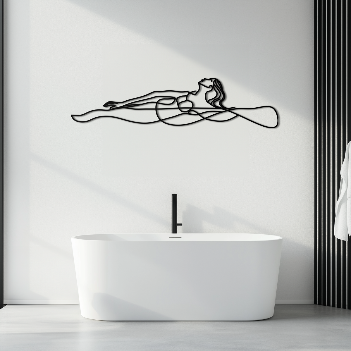 Premium Steel Reclining Woman Wall Art - Contemporary Minimalist Line Art Design