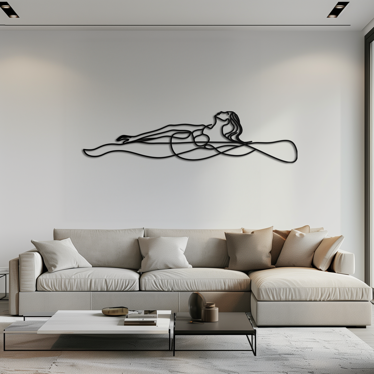 Premium Steel Reclining Woman Wall Art - Contemporary Minimalist Line Art Design