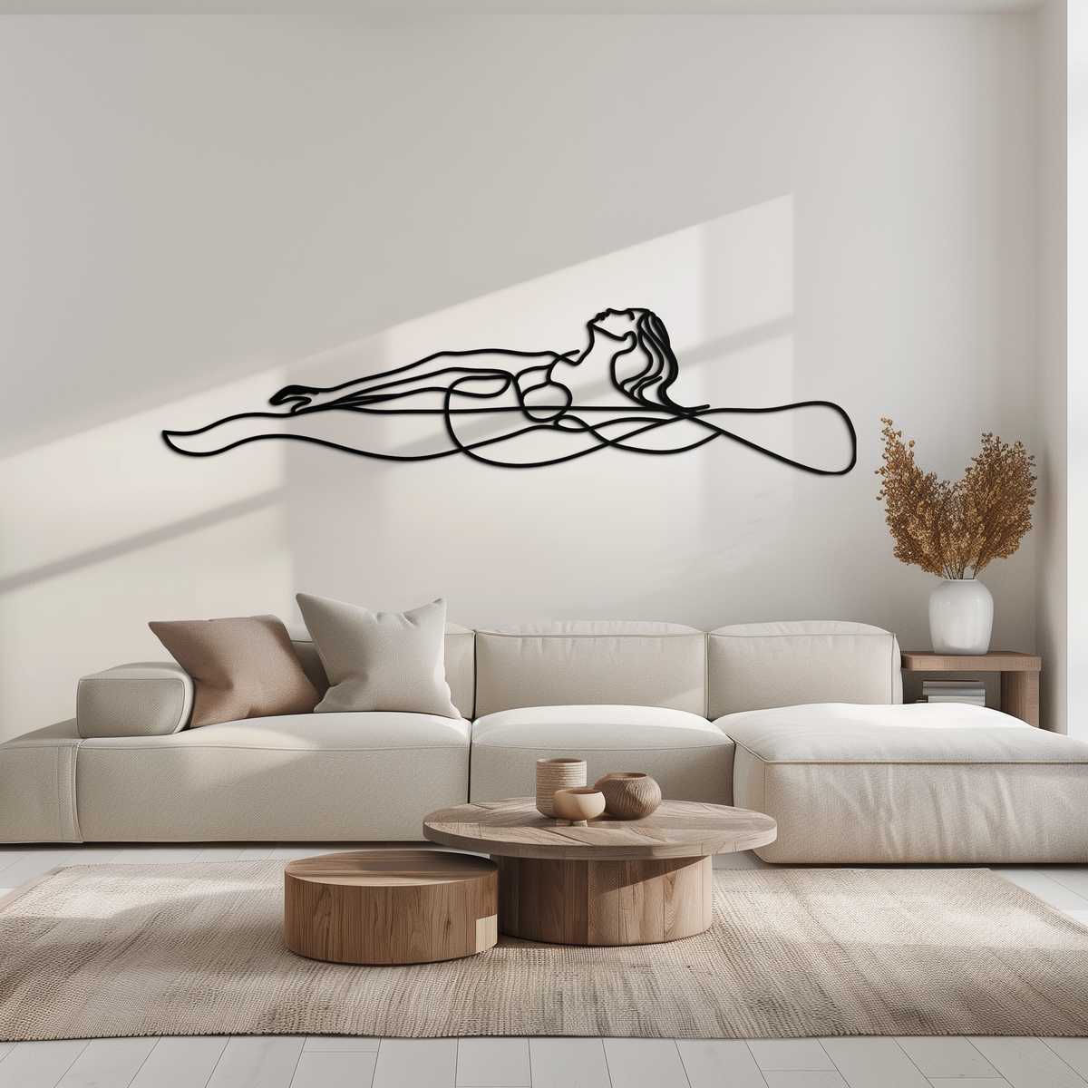 Premium Steel Reclining Woman Wall Art - Contemporary Minimalist Line Art Design