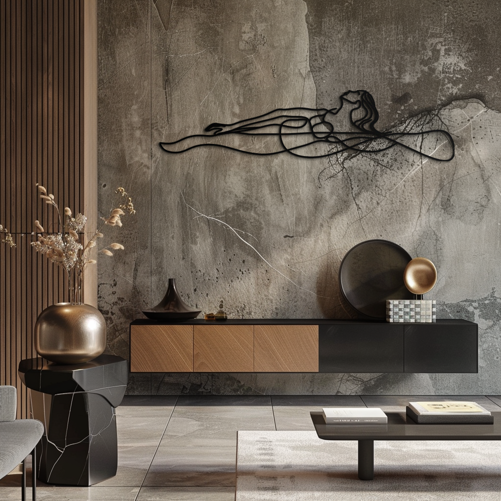 Premium Steel Reclining Woman Wall Art - Contemporary Minimalist Line Art Design