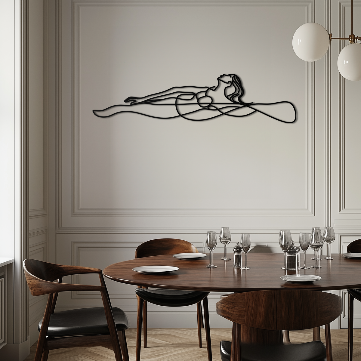 Premium Steel Reclining Woman Wall Art - Contemporary Minimalist Line Art Design