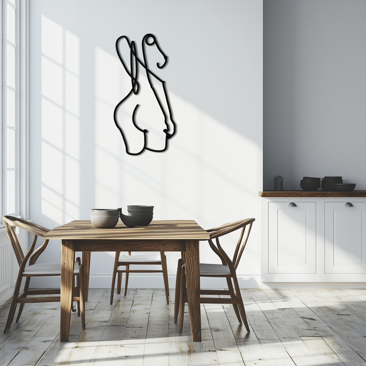 Black Steel Abstract Female Line Art Minimalist Modern Wall Decor