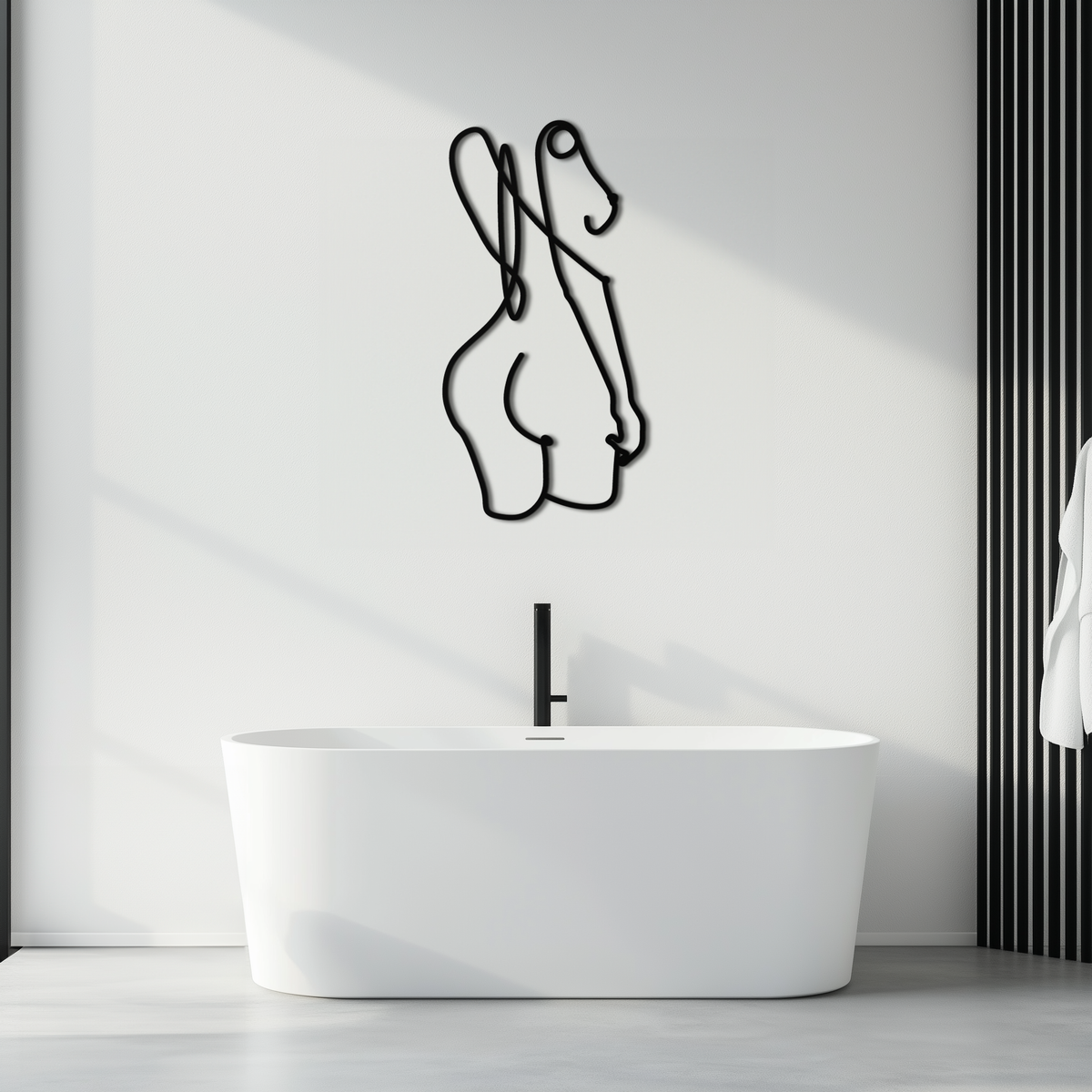 Black Steel Abstract Female Line Art Minimalist Modern Wall Decor