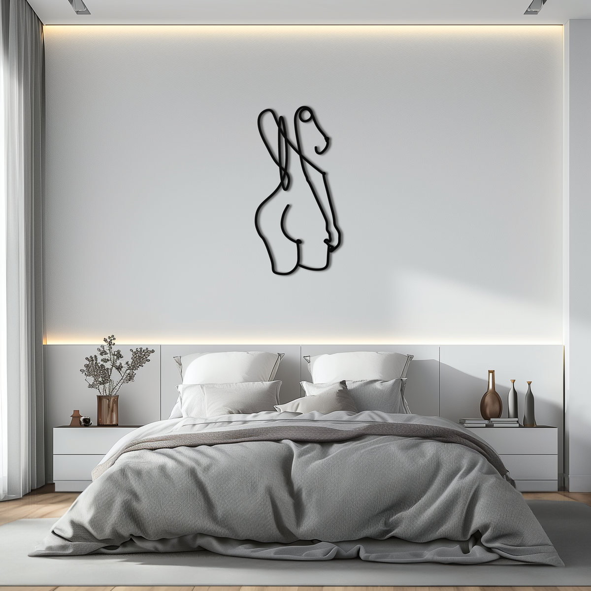 Black Steel Abstract Female Line Art Minimalist Modern Wall Decor