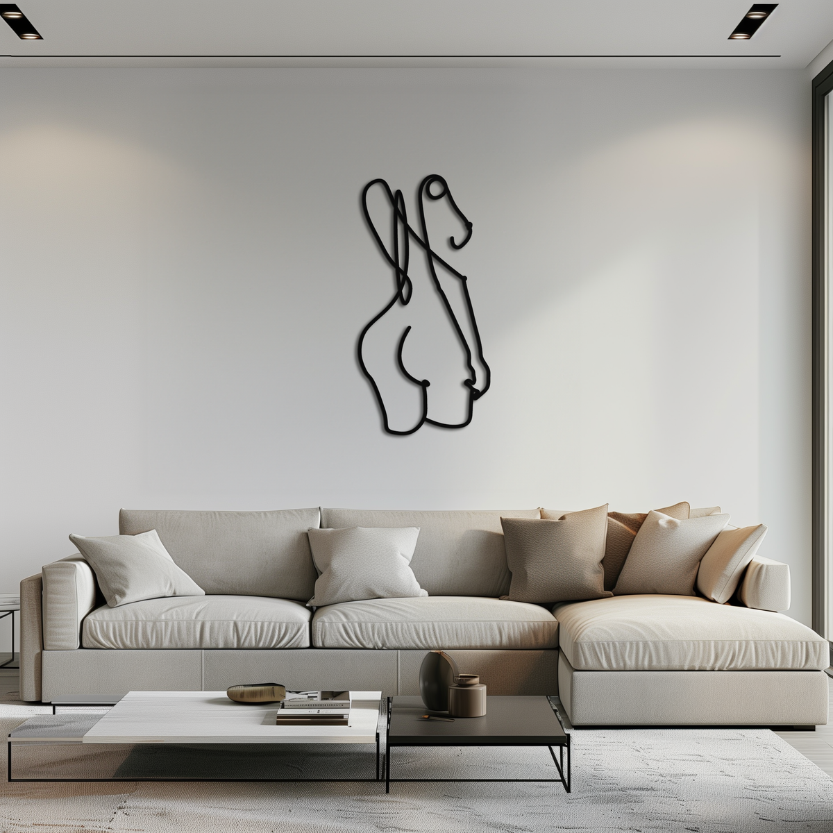 Black Steel Abstract Female Line Art Minimalist Modern Wall Decor