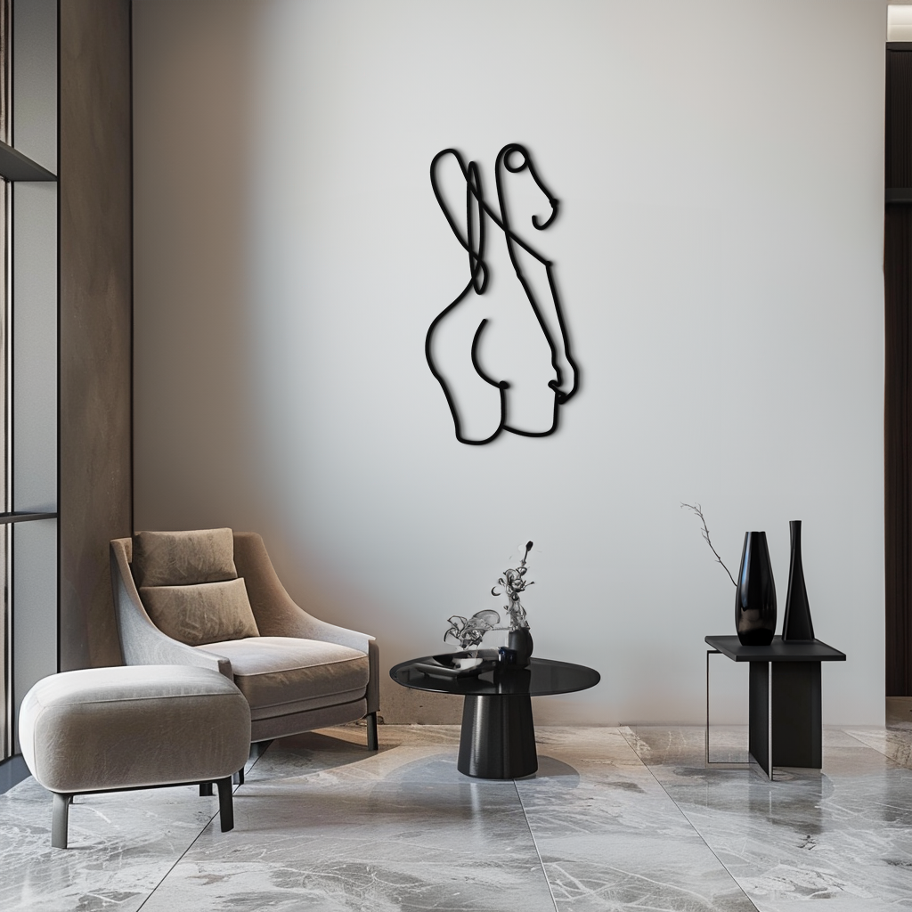 Black Steel Abstract Female Line Art Minimalist Modern Wall Decor