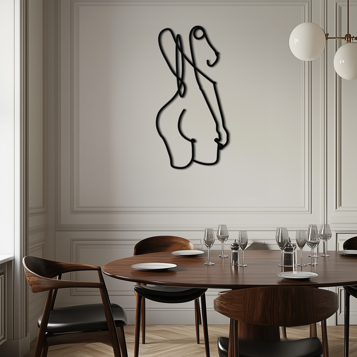 Black Steel Abstract Female Line Art Minimalist Modern Wall Decor