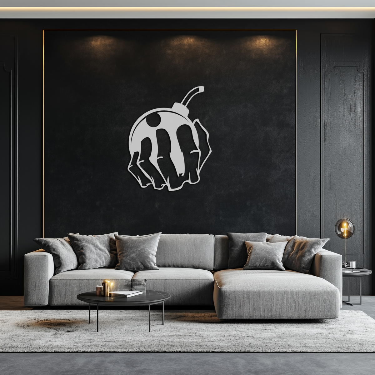Steel Skeletal Hand Bomb Wall Art Sculpture - Edgy Modern Urban Street Style Decor