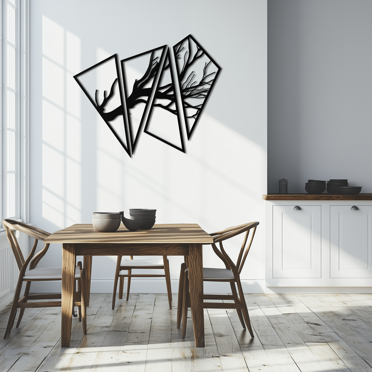 Metal Wall Art Modern Abstract Geometric Tree Branch Steel Decorative Home Accent