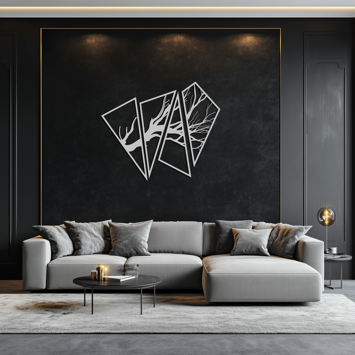 Metal Wall Art Modern Abstract Geometric Tree Branch Steel Decorative Home Accent