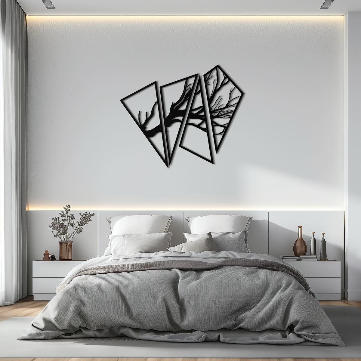 Metal Wall Art Modern Abstract Geometric Tree Branch Steel Decorative Home Accent