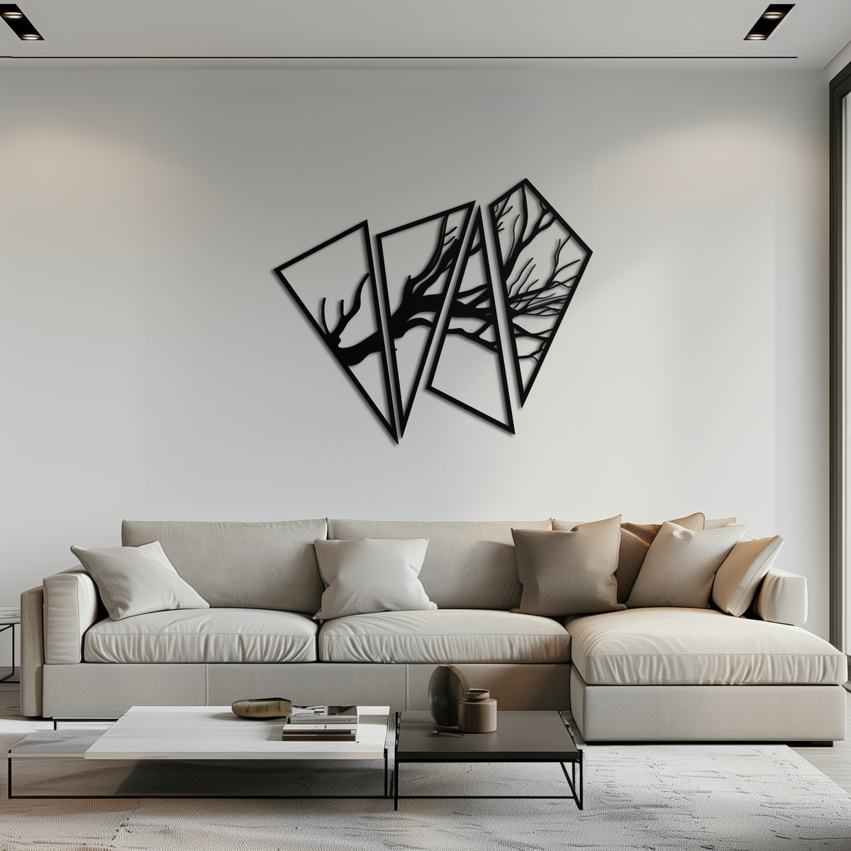 Metal Wall Art Modern Abstract Geometric Tree Branch Steel Decorative Home Accent
