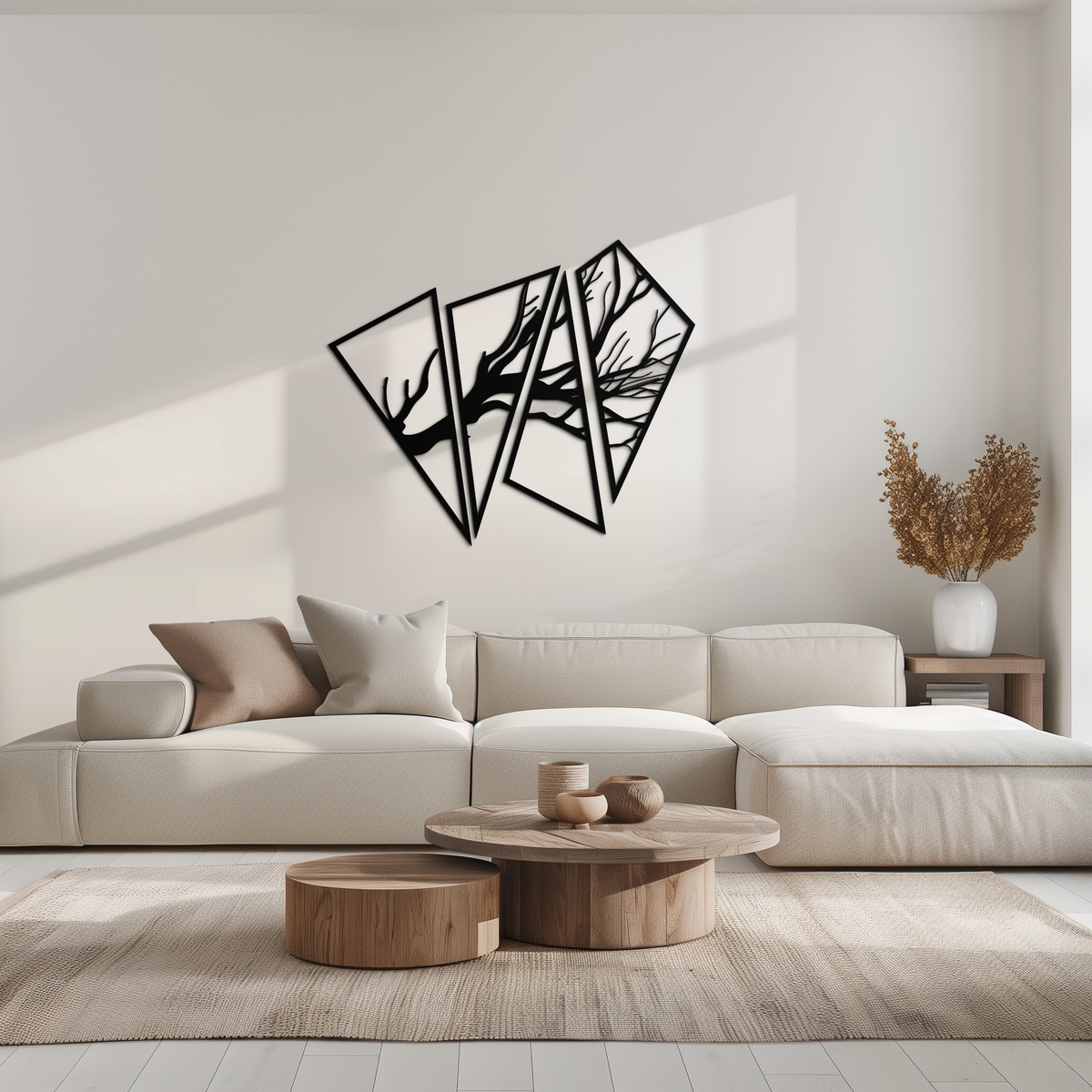 Metal Wall Art Modern Abstract Geometric Tree Branch Steel Decorative Home Accent