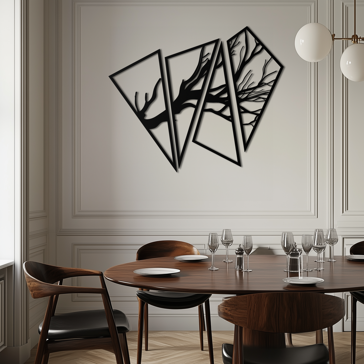 Metal Wall Art Modern Abstract Geometric Tree Branch Steel Decorative Home Accent