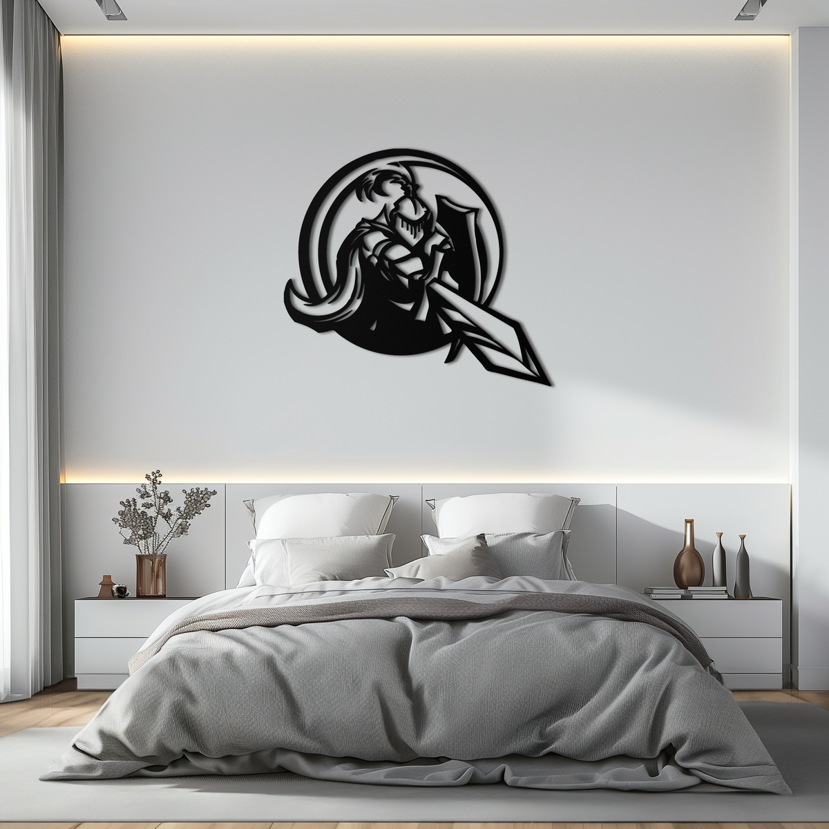 Medieval Knight Steel Metal Wall Art - Intricately Detailed Premium Warrior Decor