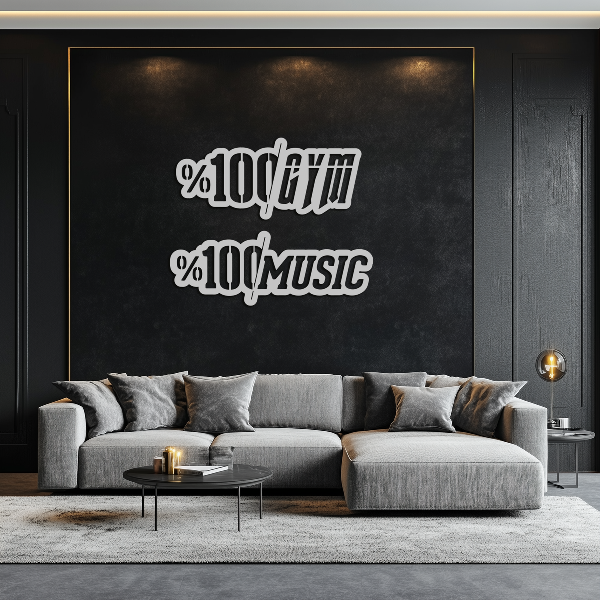 Metal Wall Art Dual Gym and Music Design - 1.5mm Steel Finish
