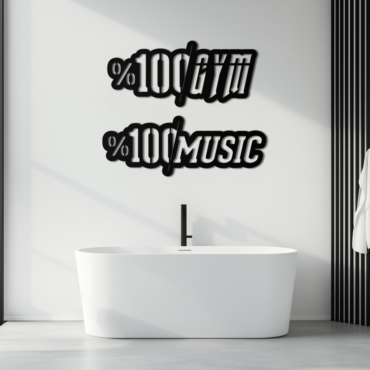 Metal Wall Art Dual Gym and Music Design - 1.5mm Steel Finish