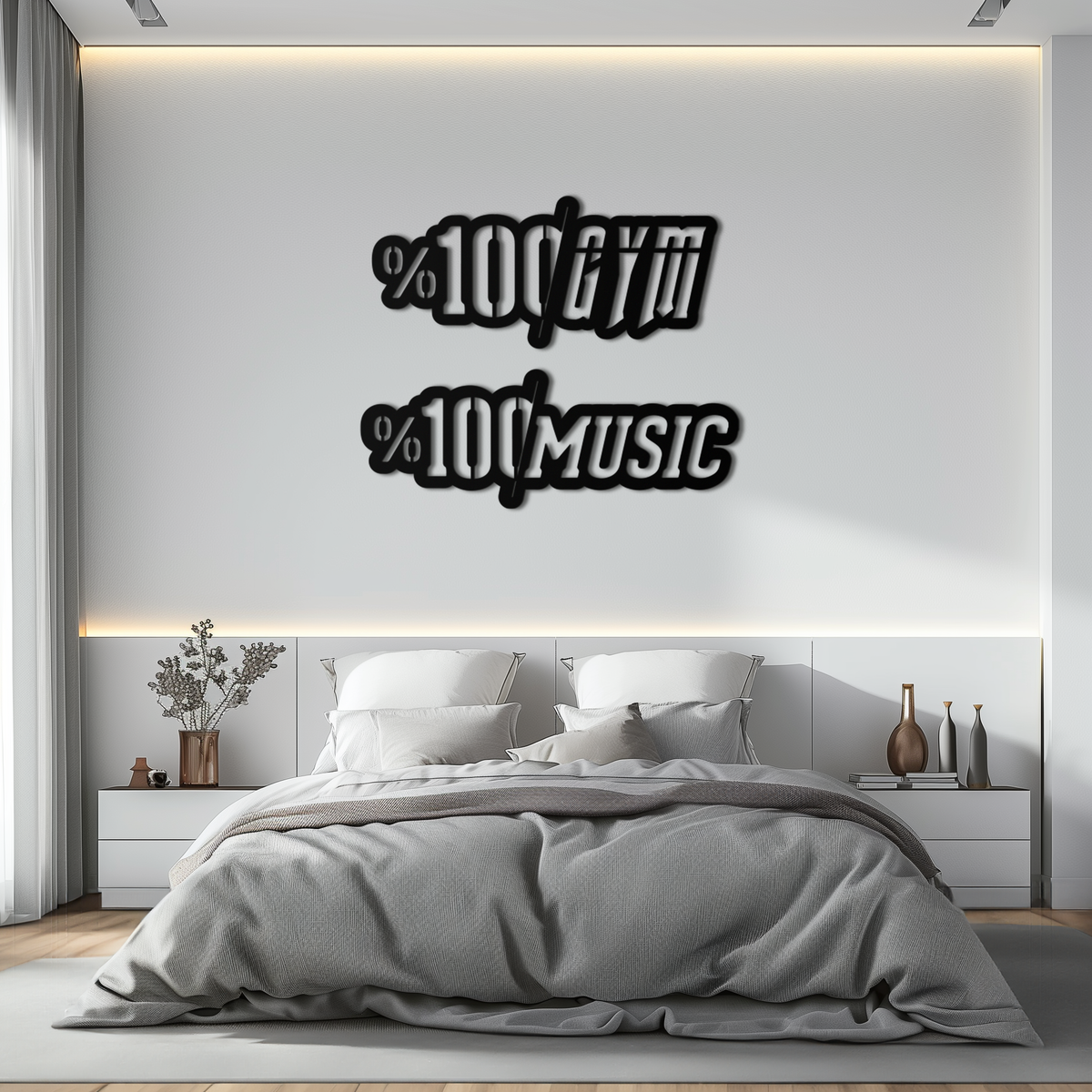 Metal Wall Art Dual Gym and Music Design - 1.5mm Steel Finish