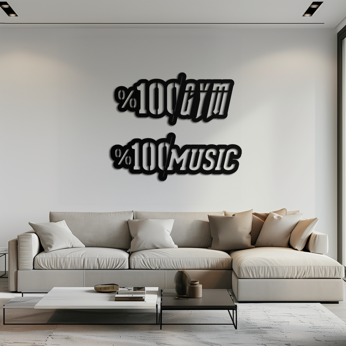 Metal Wall Art Dual Gym and Music Design - 1.5mm Steel Finish