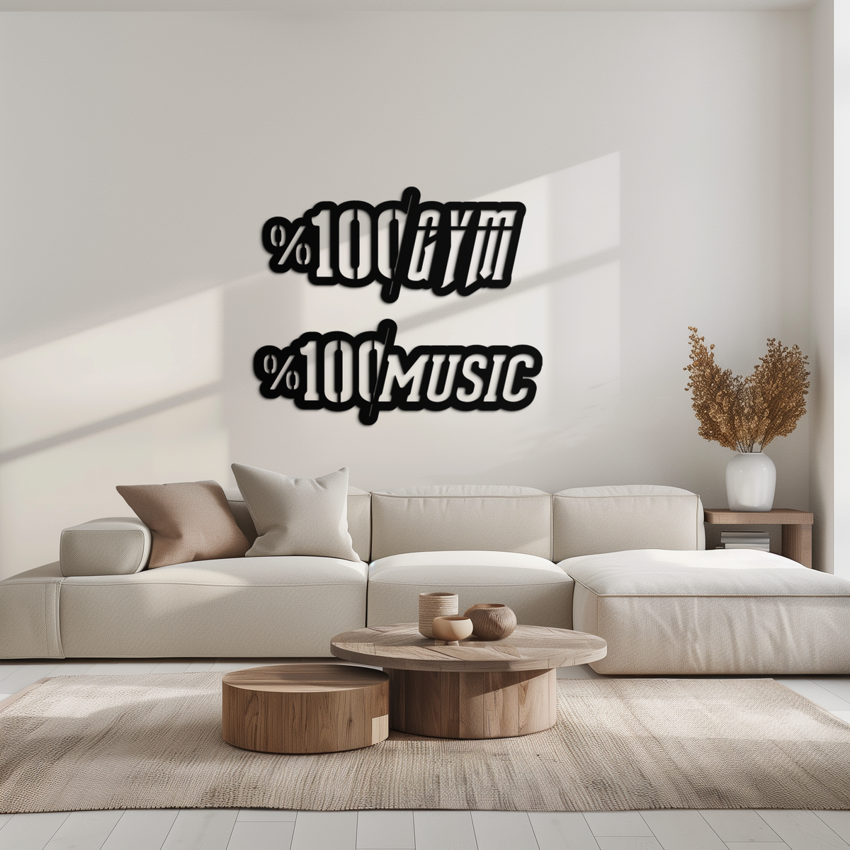 Metal Wall Art Dual Gym and Music Design - 1.5mm Steel Finish