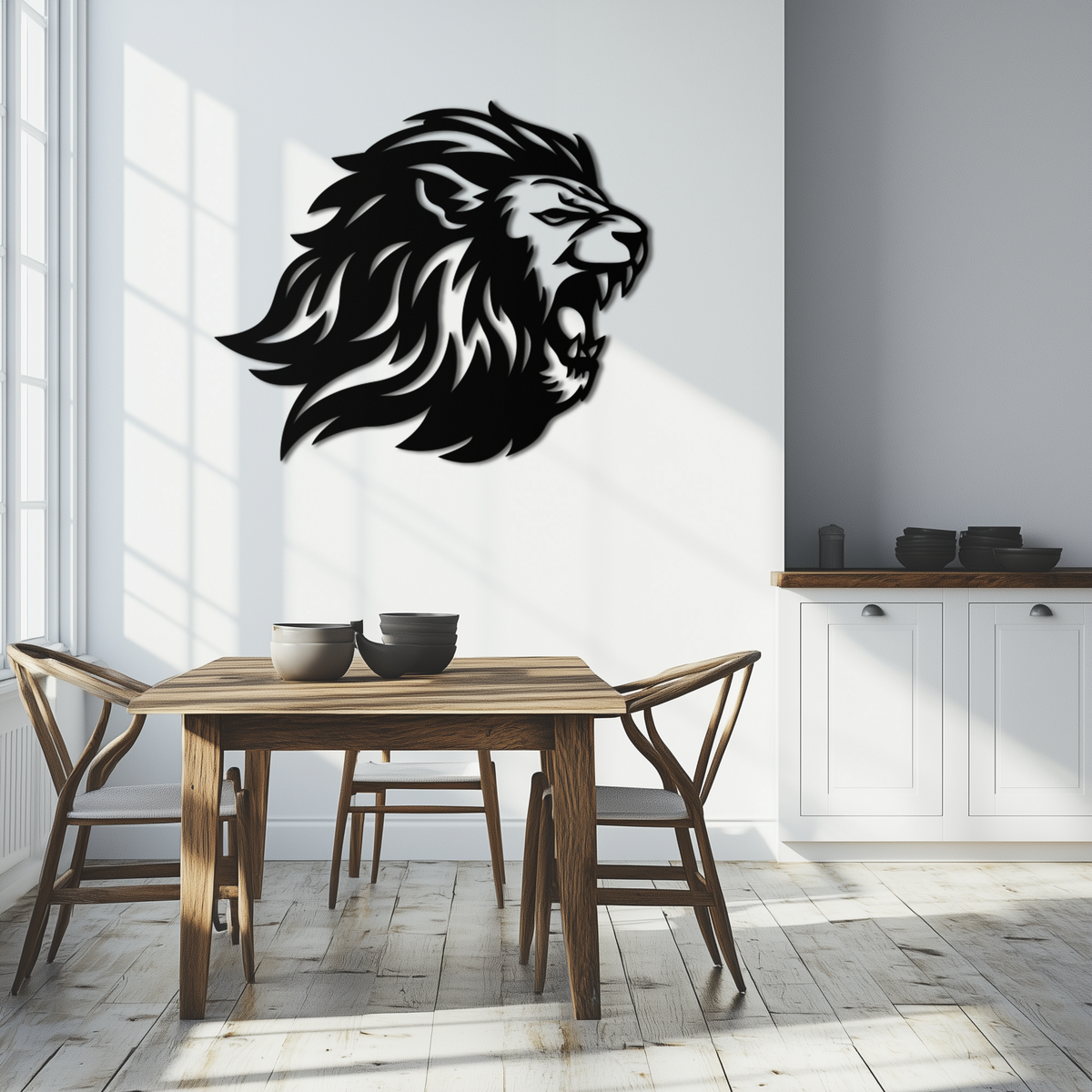 Steel Roaring Lion Metal Wall Art - Modern Fierce Design