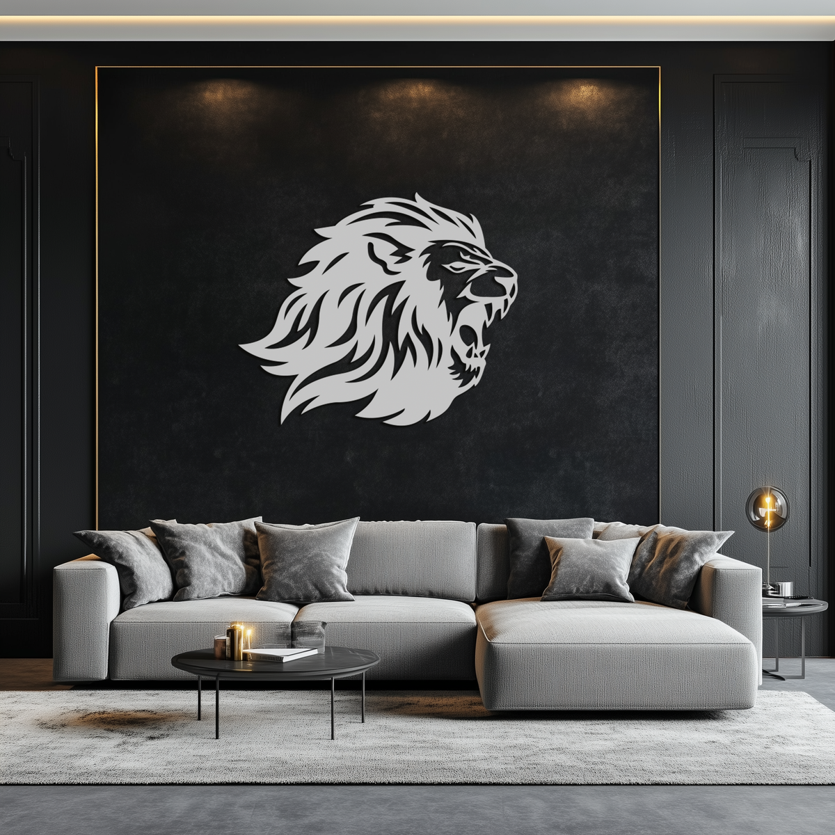 Steel Roaring Lion Metal Wall Art - Modern Fierce Design