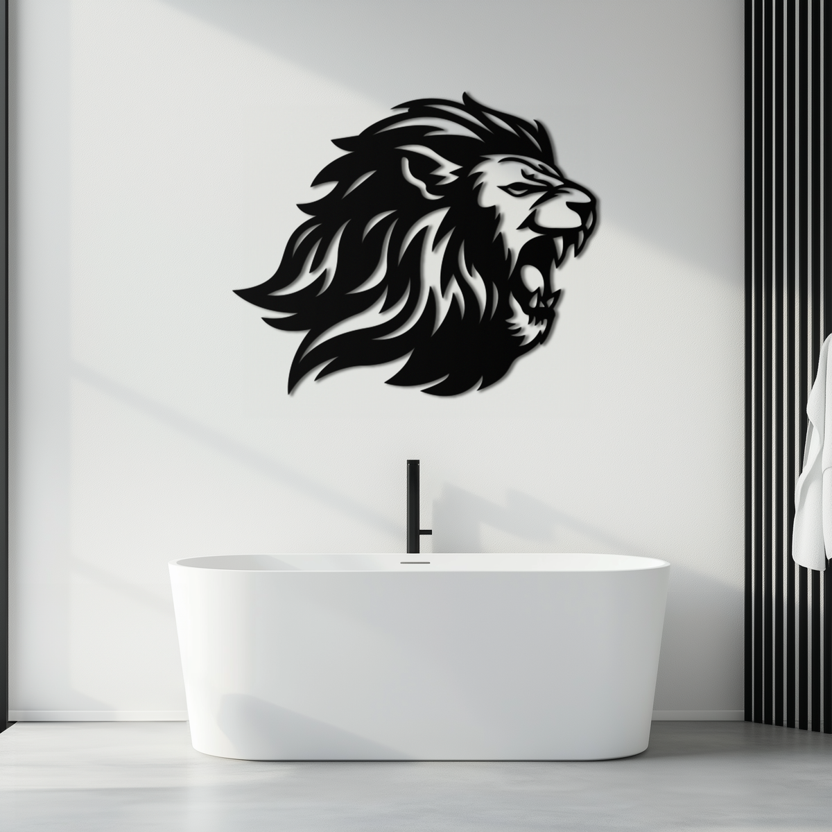 Steel Roaring Lion Metal Wall Art - Modern Fierce Design