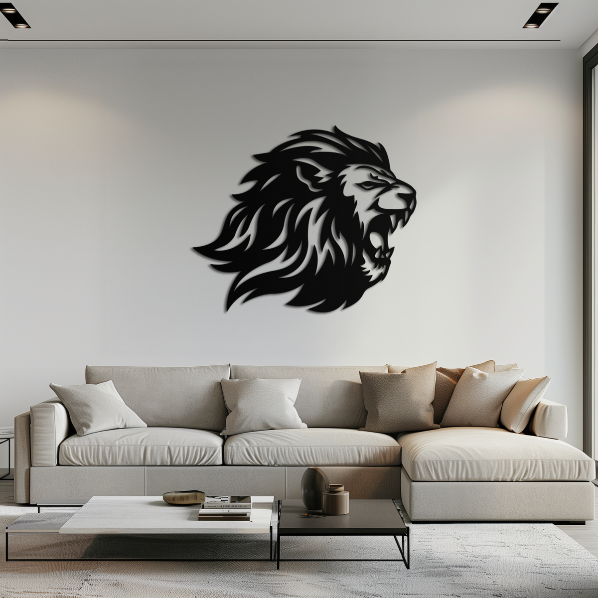 Steel Roaring Lion Metal Wall Art - Modern Fierce Design