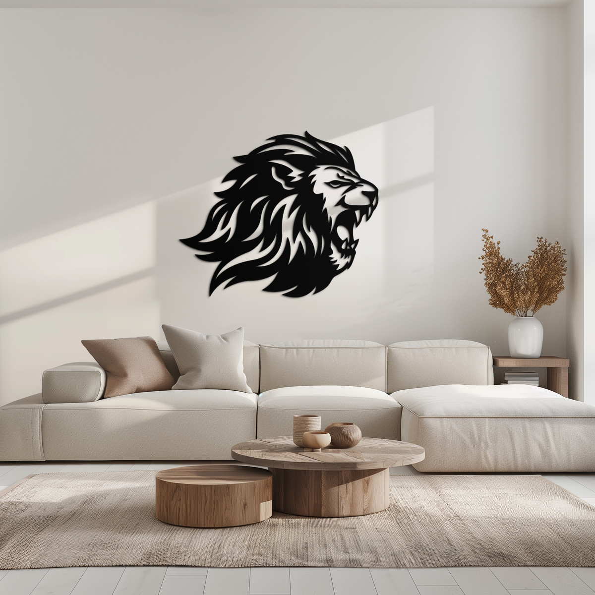 Steel Roaring Lion Metal Wall Art - Modern Fierce Design