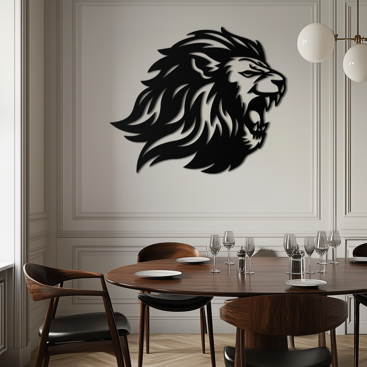 Steel Roaring Lion Metal Wall Art - Modern Fierce Design