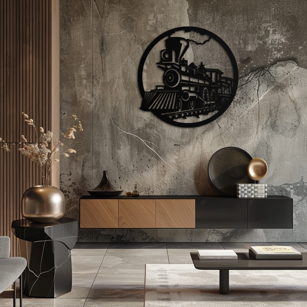 Metal Vintage Steam Train Wall Art - Laser Cut Rustic Industrial