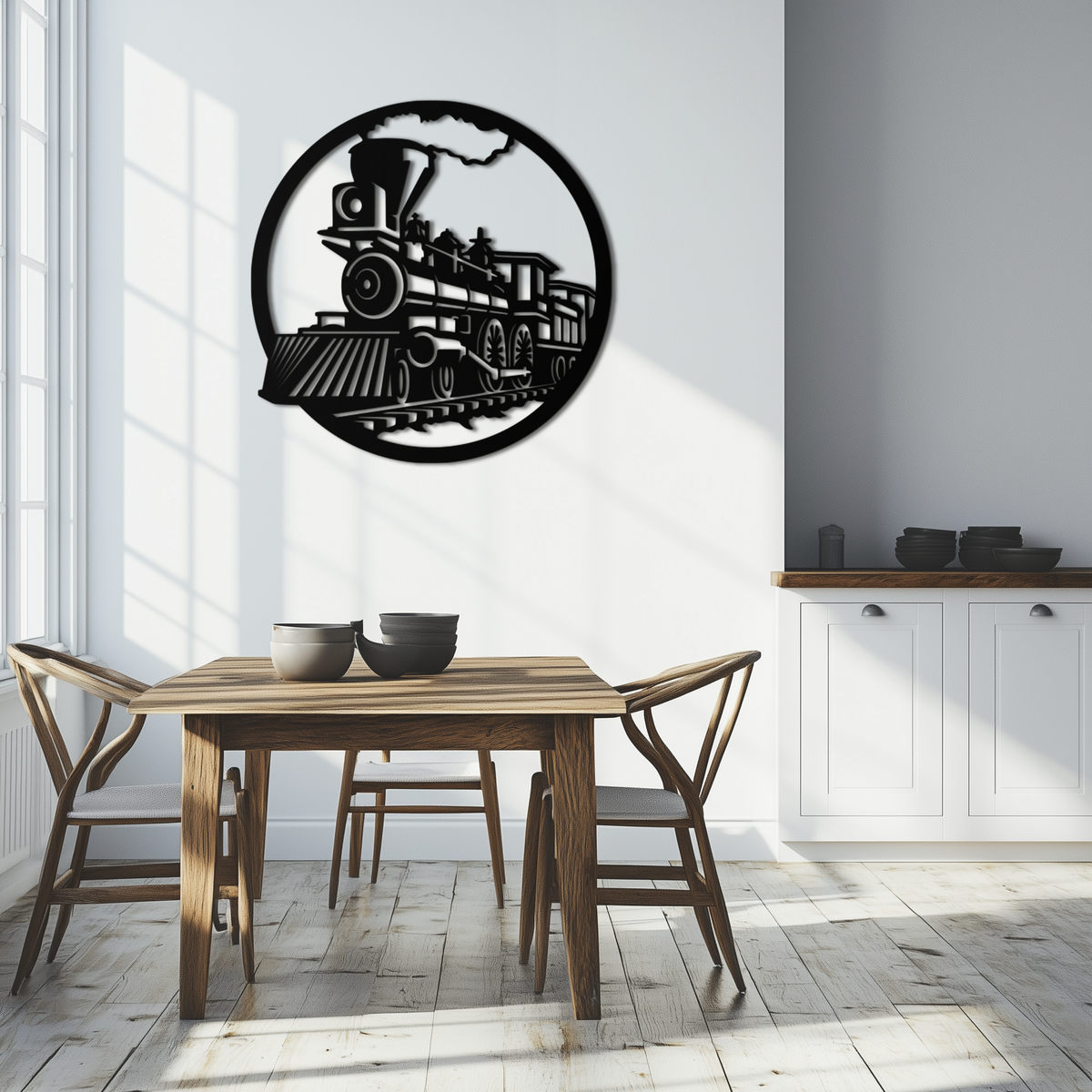 Metal Vintage Steam Train Wall Art - Laser Cut Rustic Industrial