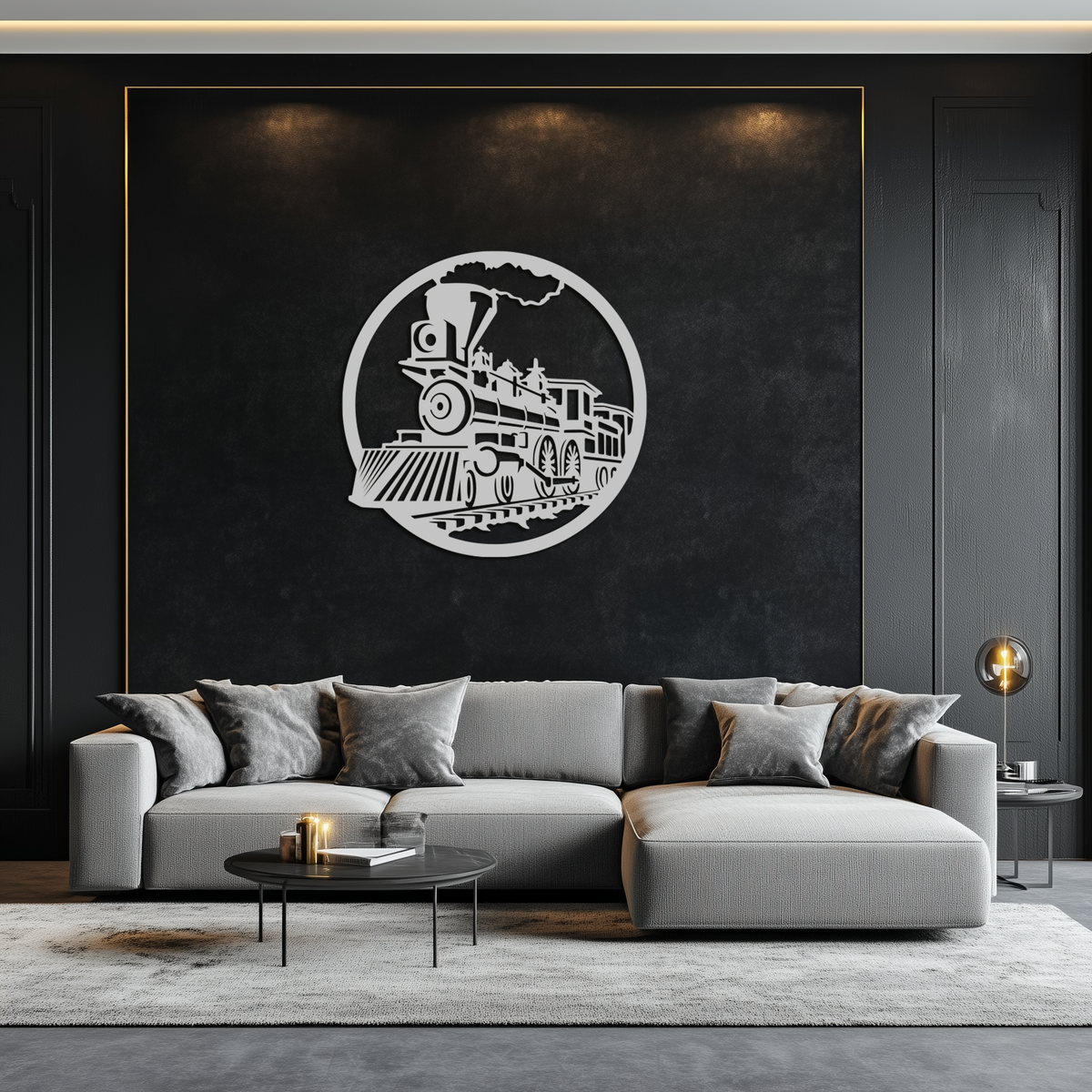 Metal Vintage Steam Train Wall Art - Laser Cut Rustic Industrial