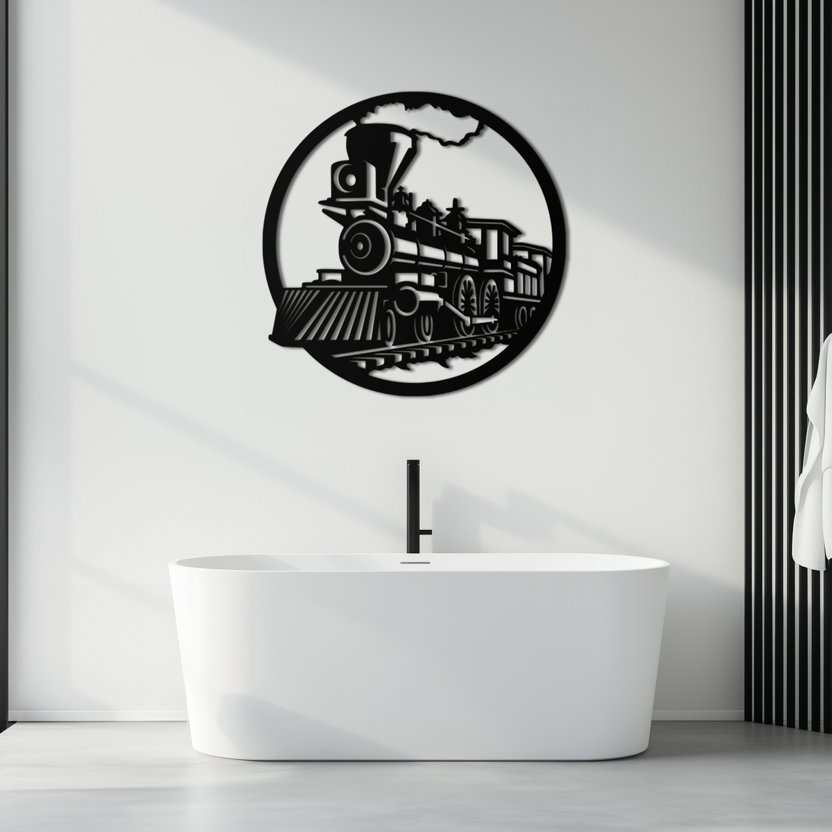Metal Vintage Steam Train Wall Art - Laser Cut Rustic Industrial