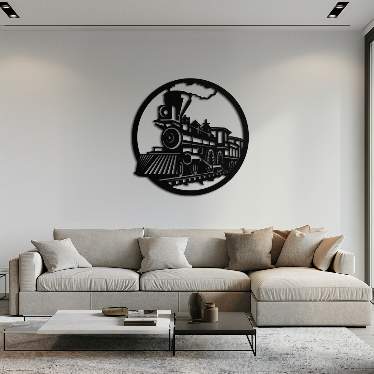 Metal Vintage Steam Train Wall Art - Laser Cut Rustic Industrial