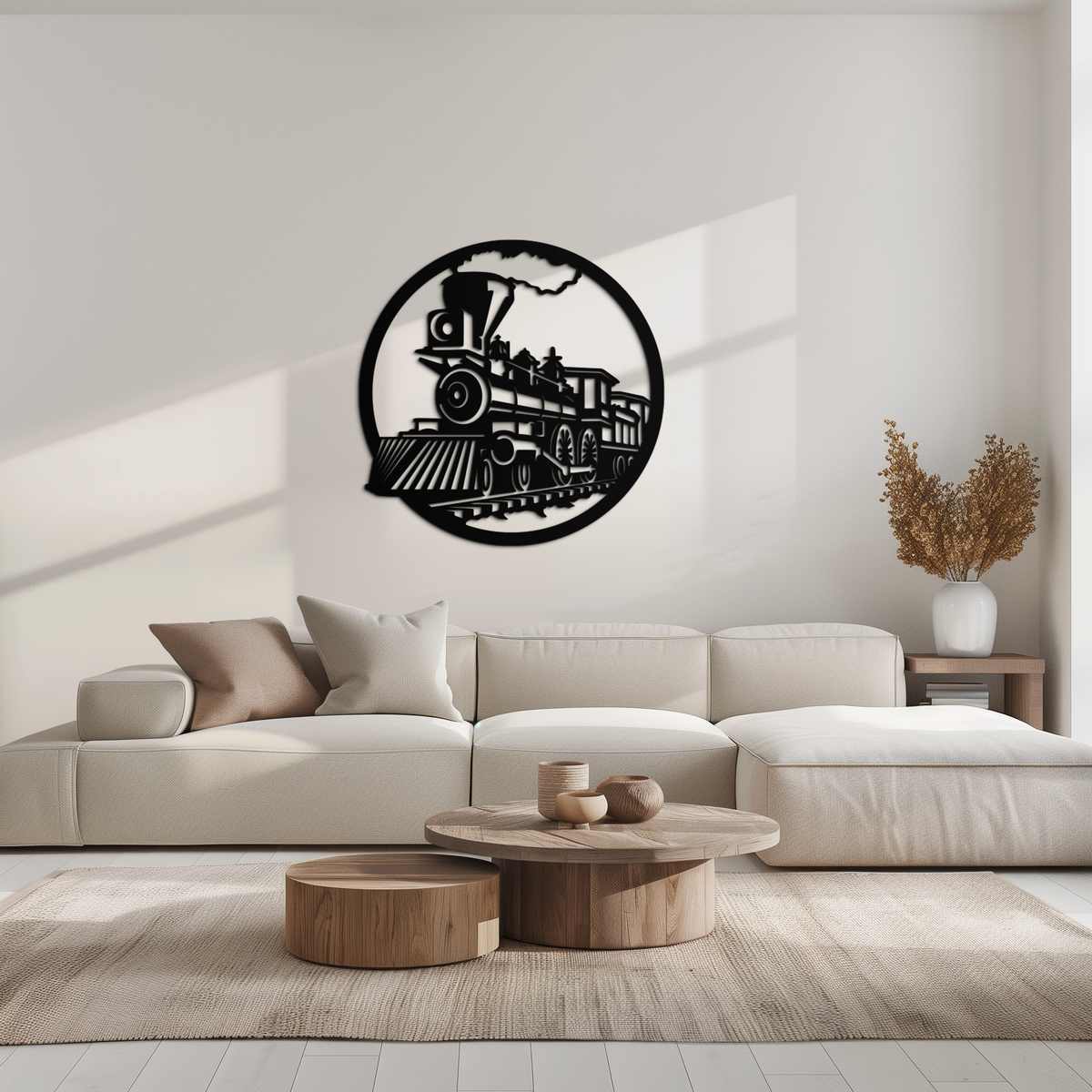 Metal Vintage Steam Train Wall Art - Laser Cut Rustic Industrial