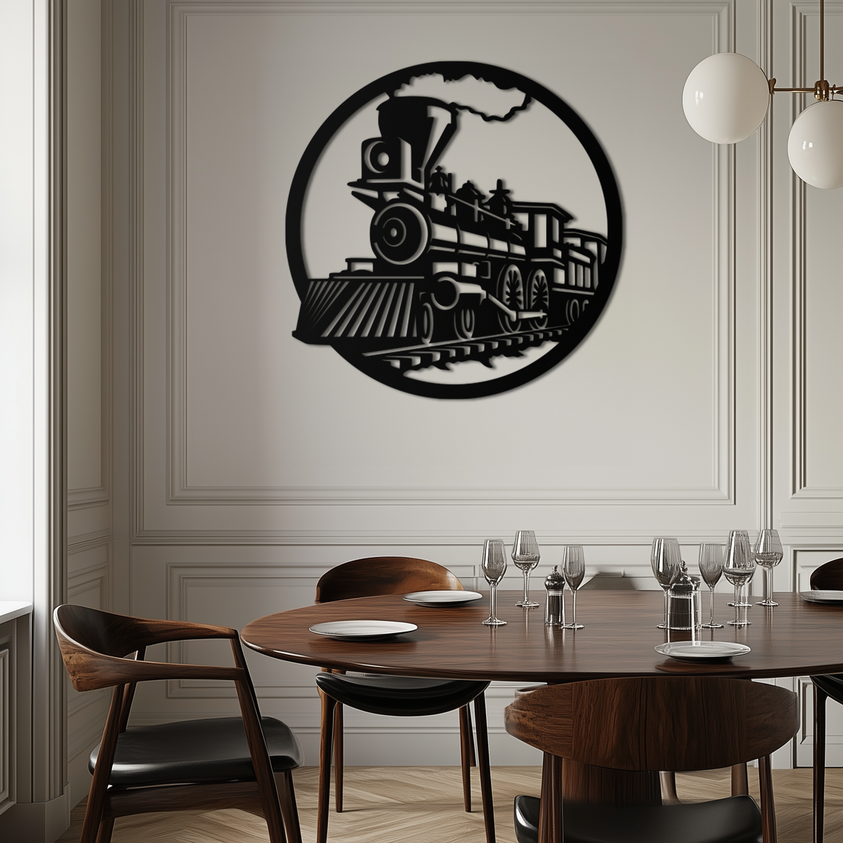 Metal Vintage Steam Train Wall Art - Laser Cut Rustic Industrial